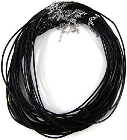 Suzzo 2mm black leather cord necklace 18" strand