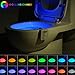 16-Color UV Sanitizer Toilet Night Light Gadget, Motion Sensor Activated LED Lamp, Fun Bathroom Lighting Add on Toilet Bowl Seat w/Aromatherapy Air Freshener - Novelty Gifts for Adults, Kids, Toddler