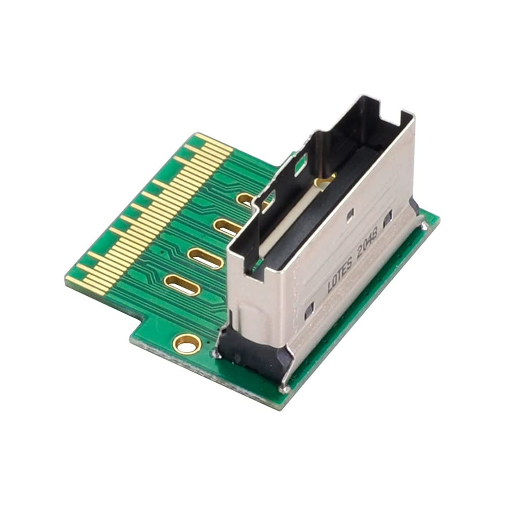 NFHK PCI-E Slimline SAS 4.0 SFF-8654 8i 74pin to SFF-8654 74pin Male to Female Extender Adapter Angled Test Tools