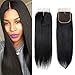 Brazilian Virgin Human Hair Closure Straight 4x4 Lace Closure Middle Part Natural Black Color (16 Inch, 4x4 Middle Part)