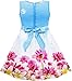 HN37 Girls Dress Sunflower Bubble Lily Flower Garden Print Blue Size 12