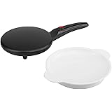 Moss & Stone Electric Crepe Maker I Pan Style I Portable Crepe Maker & Hot Plate Cooktop I ON/OFF Switch I Nonstick Coating I