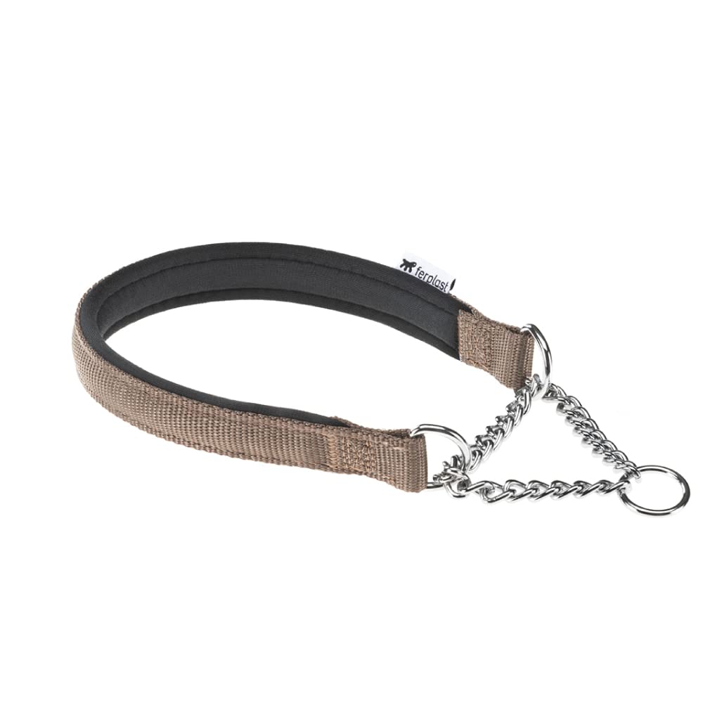 Ferplast Daytona Dog Collar, Small Dog Collar, Nylon Collar 45 cm, Padded, Anti-Pull Collars for Dogs Training Collar, Brown