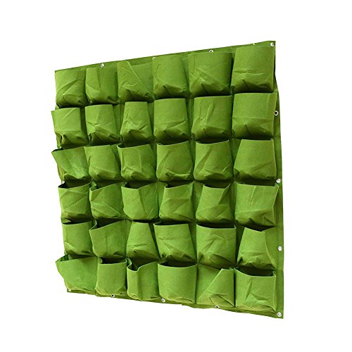 eronde 36 Pockets Vertical Wall Planter, Felt Garden Planting Bags Wall Hanging Gardening Planter Vertical Greening Grow Bags for Outdoor Indoor (Green)