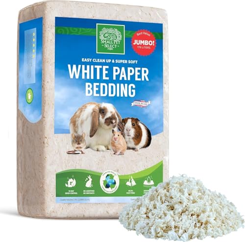 SMALL PET SELECT Premium Small Animal Bedding, Unbleached White Paper Bedding for Small Indoor and Outdoor Pets, Made in USA, White, 178L