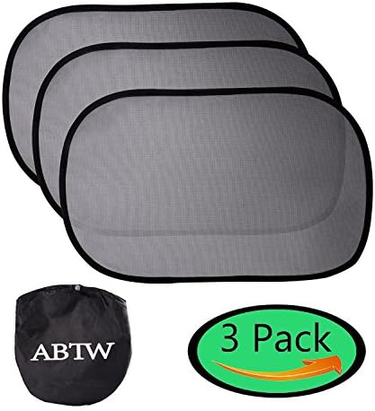 Car Sun Shade for Side Window (3 Pack) - ABTW 19" x 12" Static Cling Sunshade , Car Window Shades, Protect Your Baby or Pet from UV Rays - Easy to Install