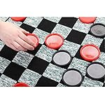 3-in-1-Giant-Checkers-Set-Calssic-Indoor-Outdoor-Yard-Games-for-Family-Fun-Parties-Giant-Board-Games-Including-Giant-Checkers-Rug-for-KidsTic-Tac-Toe-Game-with-Reversible-Rug