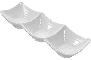 BEBEMOKO Household Dipping Plate Triple-Grid Sauce Bowl Multi-Function Condiment Holder for Party Appetizers