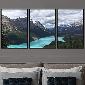 signwin 3 Piece Framed Canvas Wall Art Lake...