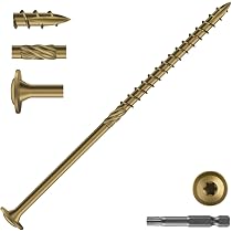SG TZH #14 X 2" Outdoor Structural Wood Deck Screws – 40Pcs, Carbon Steel, Tan, Epoxy Coated, T30 Star Drive