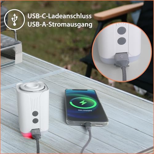 Mini Akku-Luftpumpe Pro TX-299-3600 mAh Wiederaufladbare Elektrische Luftpumpe mit Powerbank, LED-Licht, 5 Düsen, Aufbewahrungstasche - Tragbare Kabellose Luftpumpe für Aufblasbares