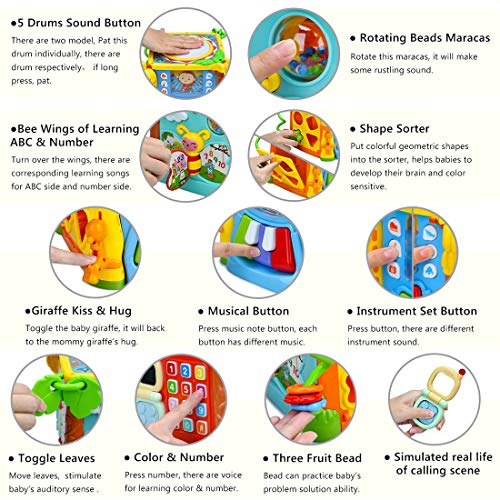Forstart Activity Cube | 5 in 1 Drum Activity Center Musical Toy Multipurpose Kids Toddlers Shape Color Sorter Skill Improvement Educational Early Learning Game Toys My Busy Town (Drum Activity Cube)