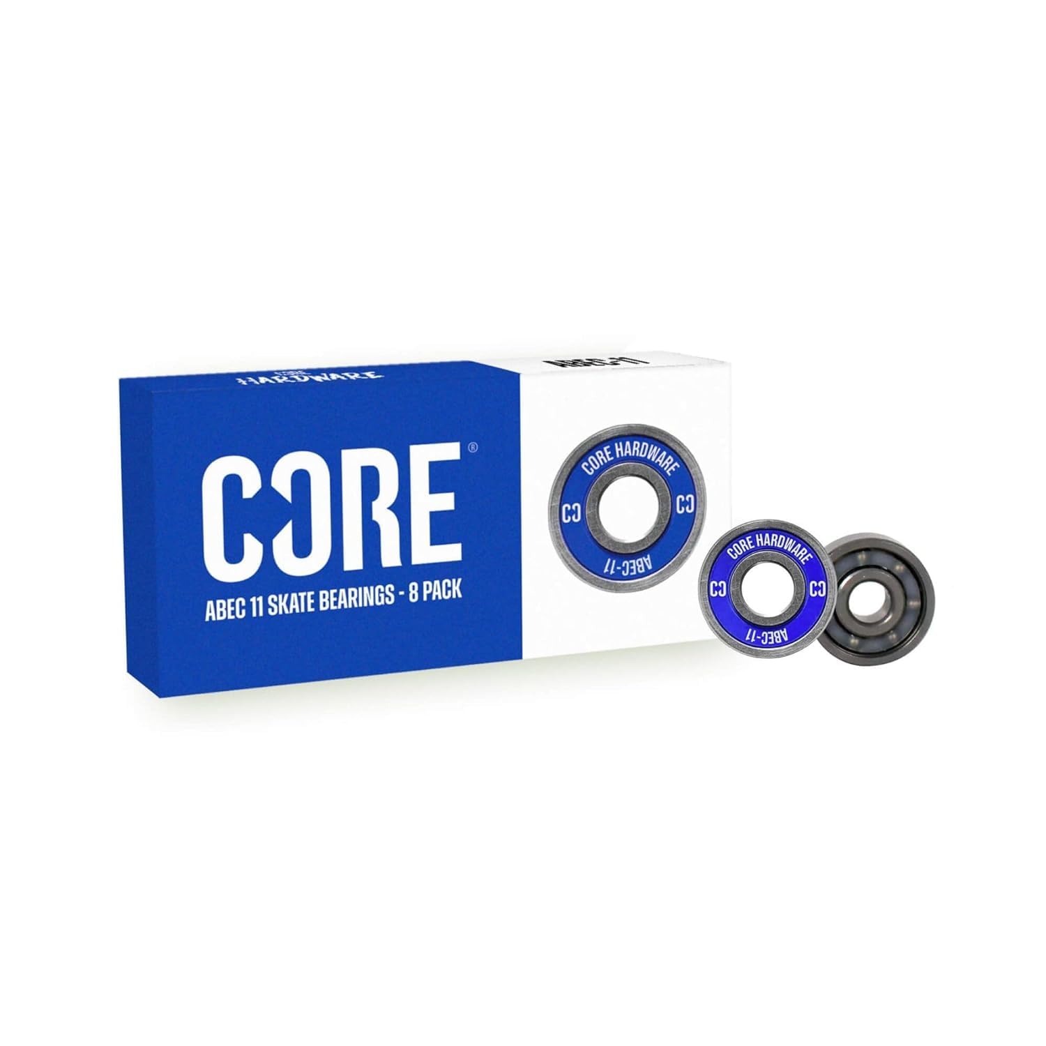 CORE ABEC 11 Skateboard Bearings - Pack of 8/4 Premium Sealed 608 Bearings for Skateboards, Longboards, Stunt Scooters and Roller Skates (8 Pack, Blue ABEC 11)