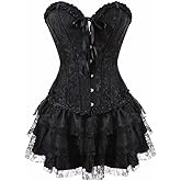 Jutrisujo corsets for women dress top skirt set bustier lingerie plus size vintage burlesque renissance