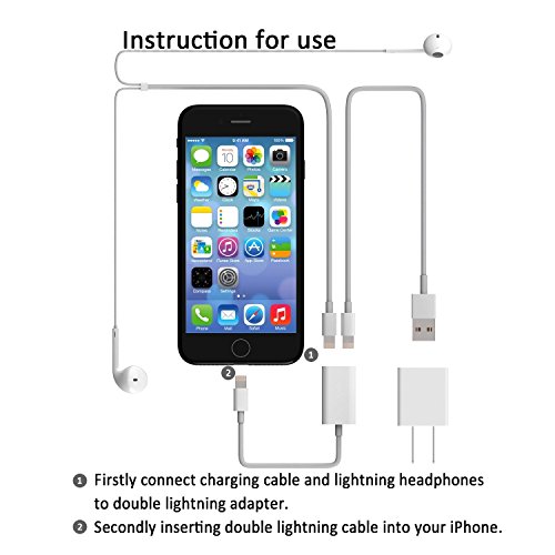 Dual Lightning Adapter Splitter, ANLOER iPhone 7 Adapter & Splitter for iPhone 8 / 8 Plus / 7 / 7 Plus (Suport iOS 10.3 and later) Lightning Headphone Audio + Charge Adapter (White) - Thumbnail 5