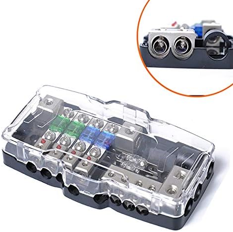 Car Audio Stereo Distribution Block Ground Mini ANL Fuse Block 4 Way Fuse Block 30A 60A 80Amp with LED, For Car Audio/Alarm/Amplifier/Compressors