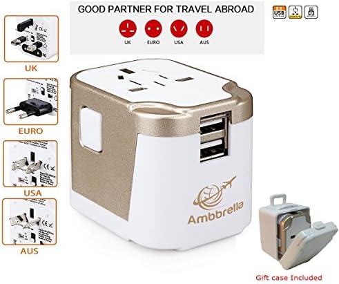 Universal All in One Worldwide Travel Adapter Power Converters Wall Charger AC Power Plug Adapter with Dual USB Charging Ports