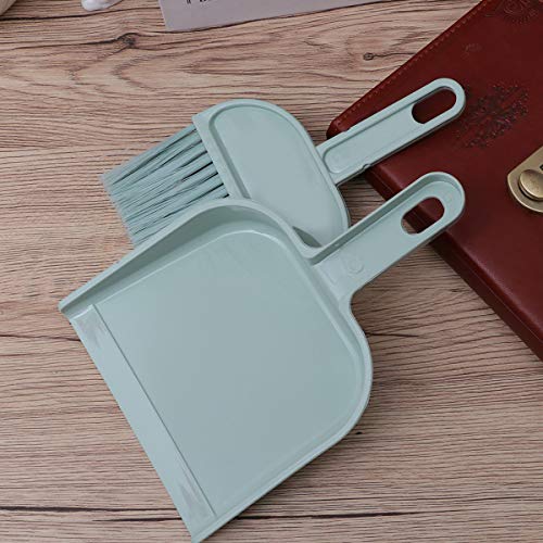 Toyvian Whisk Brush Durable Lightweight Smooth Mini Broom and Dustpan Set for Home Desktop Pets Nest Cage Cleaning Brush for Indoor and Outdoor Use (Blue)