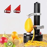 Kizove Multifunctional Electric Automatic Peeler Rotato Express Electric Peeler Automatic Rotating Fruits & Vegetables Cutter Apple Paring Machine with 2 Extra Blades (black)