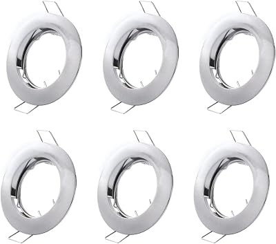 Hsthe Sea Set of 6 Recessed Light Frames Aluminium Silver GU10 50mm