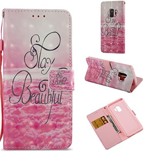 for Samsung Galaxy Note9 Case,PU Leather Wallet Folio Heavy Duty Protection Phone Cover with Credit Card Slot WristStrap Magnetic Closure Kickstand Accessories Beautiful