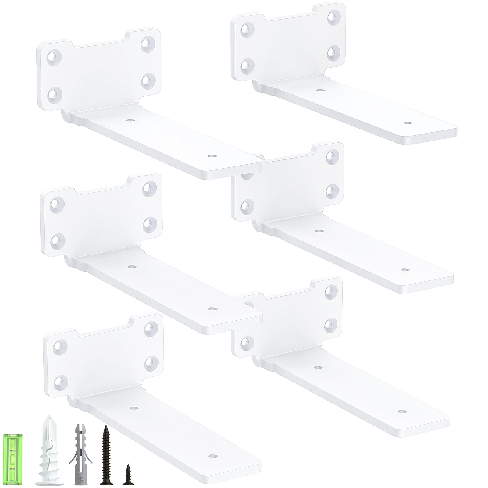 Yeabett 6 Pack Shelf Brackets 15cm, Heavy Duty Wall Brackets, 75kg Load Capacity, White
