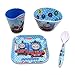 Thomas Transport Fans 5 Pcs Set Cartoon Durable Tableware Meal Dishes Mealtime Food Feeding Eating Set includes Dinner Serving Bowl Plate Cup with a Matching Spoon and Fork