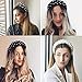 AWAYTR Velvet Padded Pearl Embellished Headband Large Padded Velvet Races Goth Wedding Headpiece for Women (Black+White)