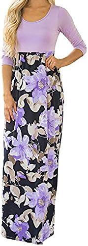 HODOD Women's Sleeveless Floral Print Maxi Party Dresses Plus Size with Pockets
