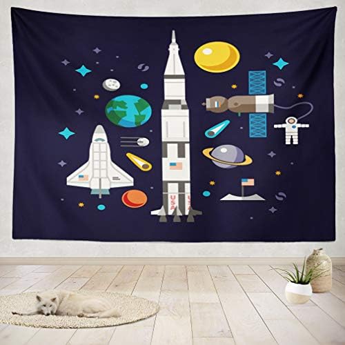 ASOCO Tapestry Wall Handing Space Flat Icon Set Wall Tapestry for Bedroom Living Room Tablecloth Dorm 60X80 Inches