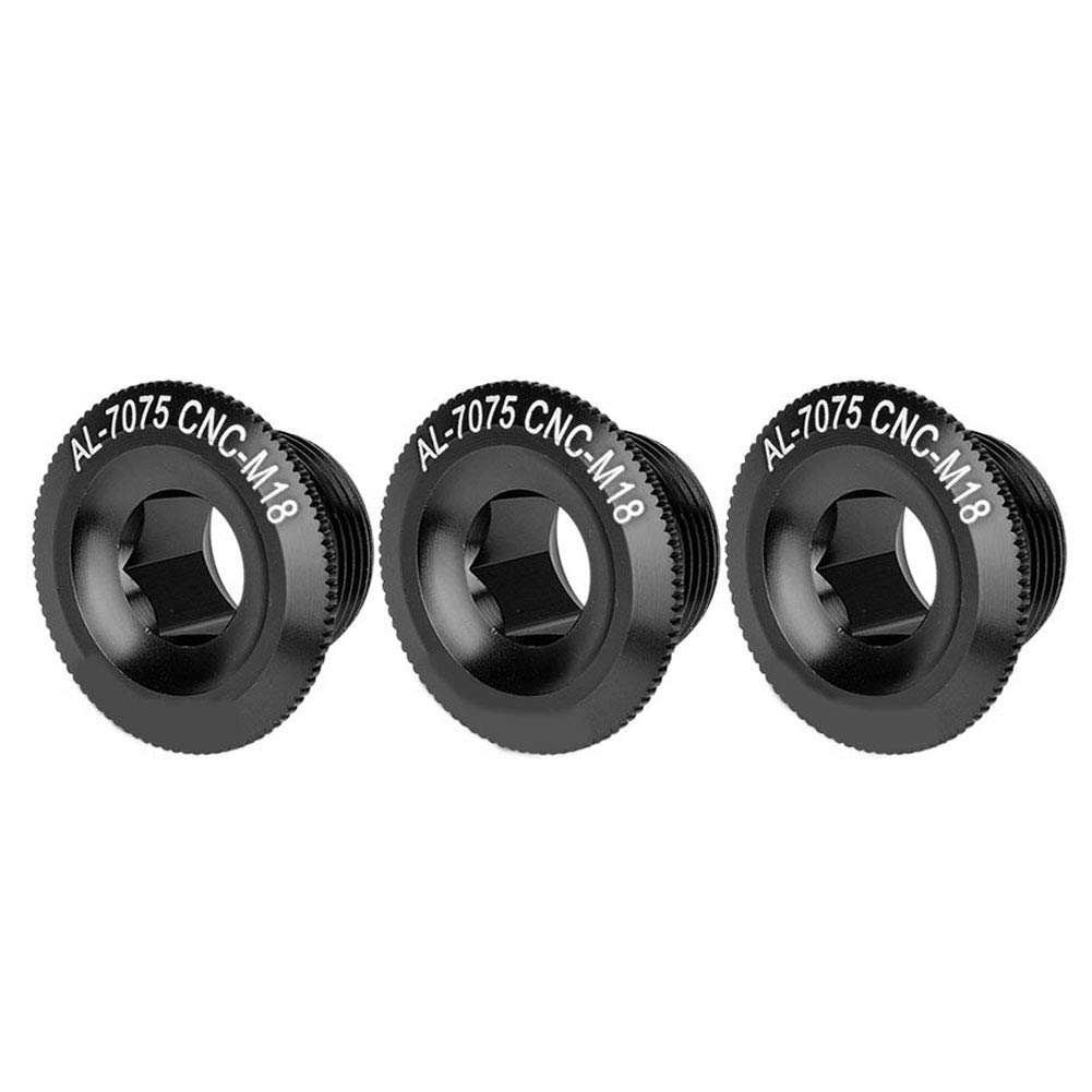 Alomejor 3Pcs 18mm Bike Crank Aluminum Alloy Bicycle Shaft Axis Screw Nut Cycling Crank Set Track Wheel Nuts(black)