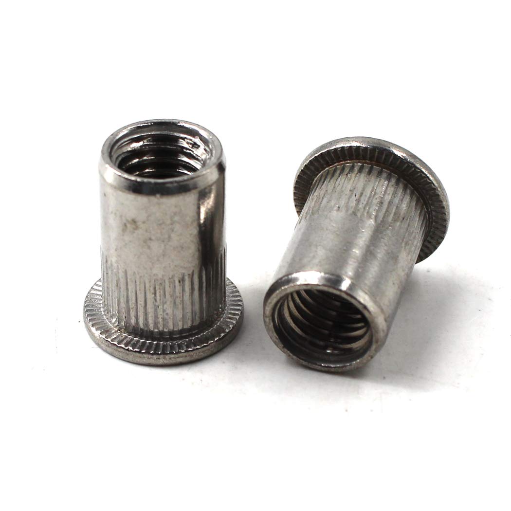M5 Flat Head Rivet Nut Insert 304 Stainless Steel Rivet Nut Threaded Insert (Pack of 50)