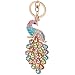 EASYA Animal Keychain Cute Charm Peacock Bling Crystals Rhinestone Handbag Purse Charm Key Chain Keyring Holder,Multicolor