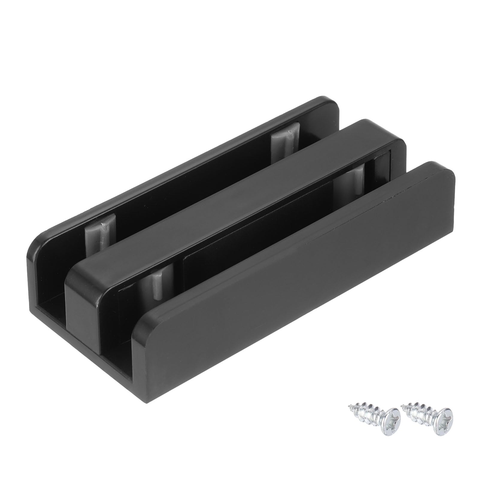 Photo 1 of uxcell Sliding Shower Door Bottom Guide for 1/2 in Frameless Glass Shower Door, 45mm Thickened Adjustable Shower Door Double Track Limit Sliding Guide with Screw, Black