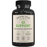 Crystal Star GI Support Supplement (60 Capsules) – Herbal Gut Health Supplement That soothes Occasional Heartburn and Supports Acid Reflux – Ginger, Slippery Elm Bark & Betaine HCL – Non-GMO
