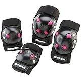 Schwinn Mongoose Youth BMX Bike Gel Knee and Elbow Pad Set, Multi-Sport Protective Gear, Black/Pink