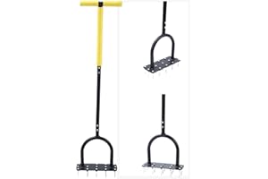 WARMTREE Manual Core Aerator - 15 Iron Spikes Lawn Aerator Tool for Soil Aeration, Heavy-Duty Aerator Lawn Tool for Yard & Garden, Lawn Aerator for Reviving Lawn Health