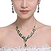 FAYBOX Glamorous Crystal Rhinestone Beading Necklace Earrings Wedding Jewelry Sets Emerald