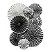 My Mind's Eye Chalk Style Party Fans, 8 Count, Black and Silver