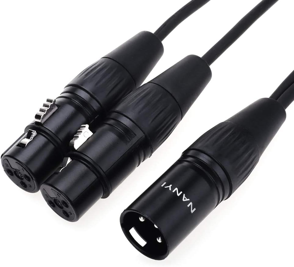 XLR Splitter Cable, NANYI- Microphone cable xlr to xlr Patch Cables, 3-Pin XLR Male to Dual XLR Female Y Cable Adaptor mic cable DMX Cable Patch Cords with Oxygen-Free Copper, (0.5 Meters /1.6Feet)