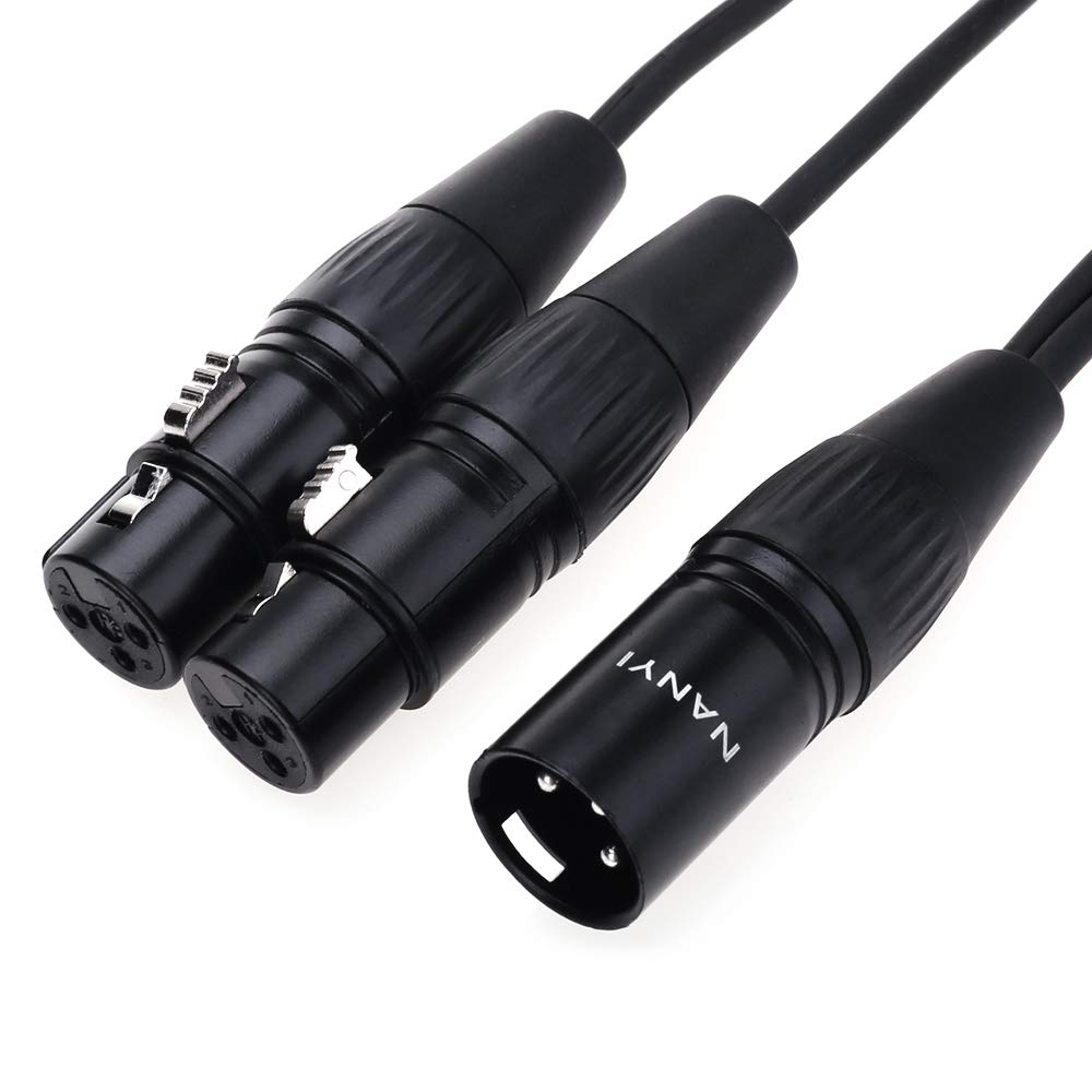 NANYI XLR Splitter Cable, Microphone cable xlr to xlr Patch Cables, 3-Pin XLR Male to Dual XLR Female Y Cable Adaptor mic cable DMX Cable Patch Cords with Oxygen-Free Copper, (0.5 Meters /1.6Feet)