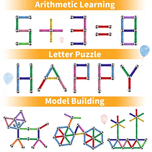 Jvchengxi 320 Pieces Magnetic Constructions Kids, Magnetic Building Blocks Sticks, Montessori Stackable Construction Toys, Educational Toys Gifts Set for Adults and Children