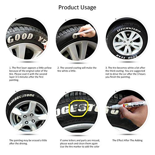 Jannyshop 12 pcs Waterproof Universal Permanent Paint Marker Pen for Car Tyre Tire Tread Rubber Metal