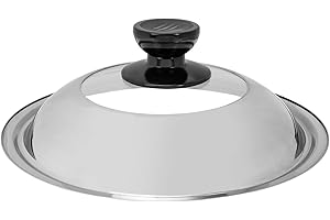 GOOHOCHY 28cm Thickened Stainless Steel Pot Lid with Dome-shaped Glass Cover, Visible Frying Pan and Wok Lid