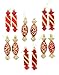 Sparkling Shimmering Christmas Holiday Glitter Wrapped Candy Treats Ornaments, Red & Gold, Medium, Set of 12, 4.5
