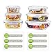Bayco Large Glass Food Storage Containers with Lids, [12 Piece] Glass Meal Prep Containers, Airtight Glass Bento Boxes, BPA Free & Leak Proof (6lids & 6Containers)(Square & Rectangle)