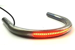 TADAFA Retro Motorcycle Cafe Racer Seat Frame Hoop Brat Loop with LED Strip Brake Light Tail Light Turn Singal (7/8 inch Tube/Flat Loop/Width 195mm/7.68in)
