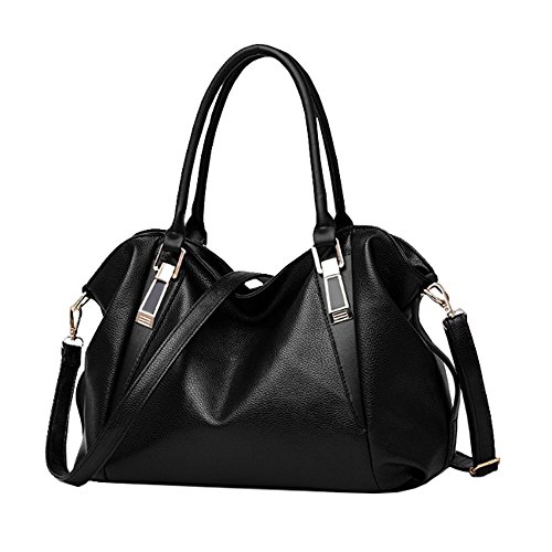 Womens Luxury Handbag Top-Handle Shoulder Bag (Black)