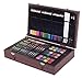 ZagGit 143 Piece Deluxe Art Supplies Set in Portable Wooden Case | Crayons, Oil Pastels, Colored Pencils, Watercolor Cakes, Sharpener, Sandpaper & Much More!