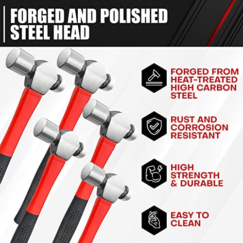 C&T 5Piece Ball Peen Hammer Set, 8, 12, 16, 24, 32ozFiberglass